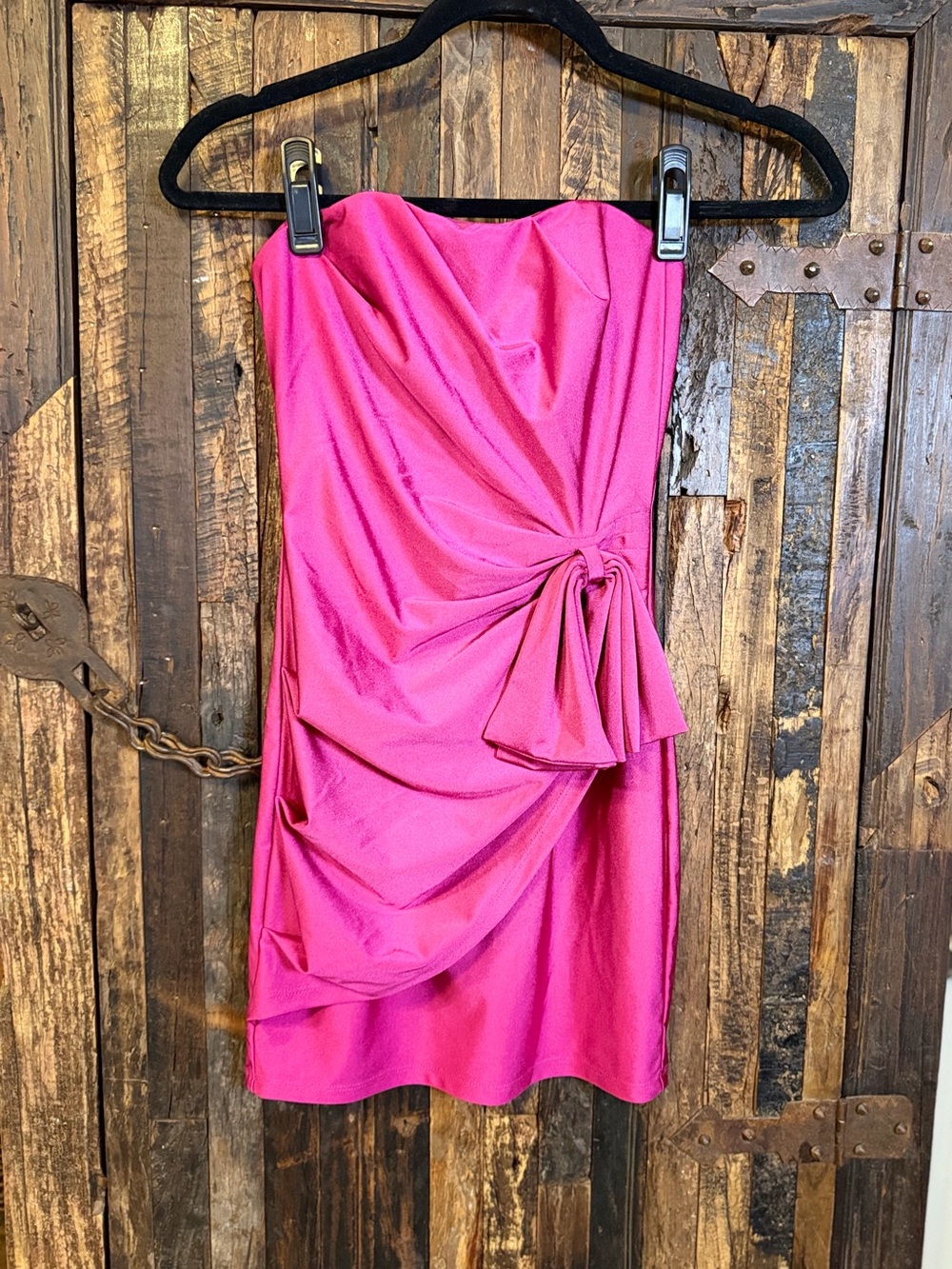 Michael Costello x REVOLVE Jem Mini Dress XS Magenta Strapless Bow Ruched NWT